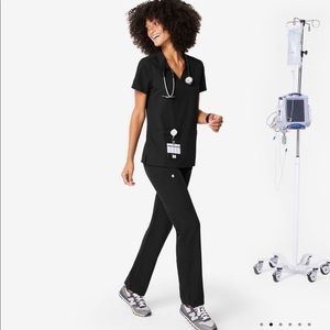 Figs Black Scrubs in Casma top and Yola bottoms